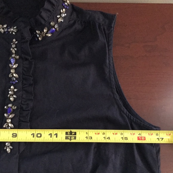EUC~ J CREW Jeweled Placket Top - Picture 7 of 9